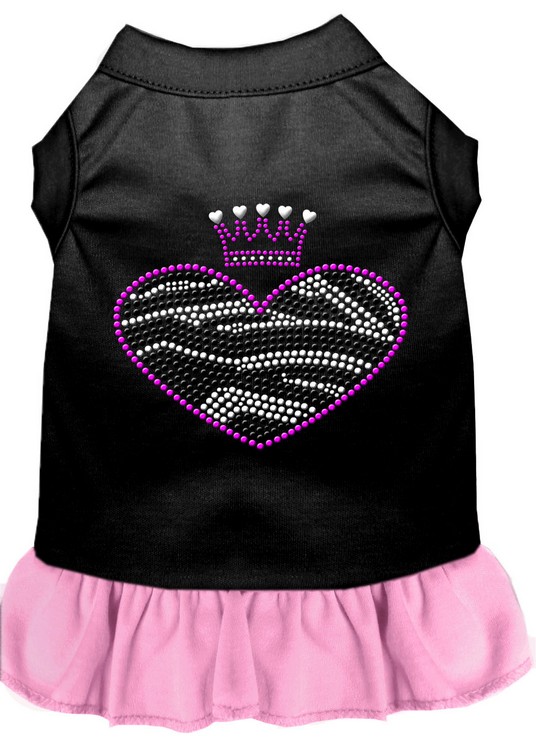 Zebra Heart Rhinestone Dress Black with Light Pink XL